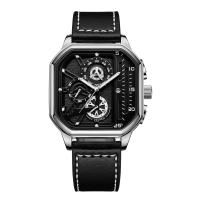 Reloj De Lujo Para Hombre Con Pantalla Grande Y Correa De Cuero PU Reloj Deportivo Casual Cuadrado Movimiento De Cuarzo - details 9