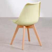 ORION91 Silla SIRIO Color Mousse de Limón Asiento Acolchado Piel Sintética y Patas Haya 54x81x48cm Comedor Oficina Salón Teletrabajo Cocina - SpazioLuzio - details 1