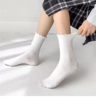 Calcetines De Mujer Estilo Coreano Nuevos De Color Sólido Kawaii Para Niñas Calcetines Transpirables De Alta Calidad Con Volante - details 1