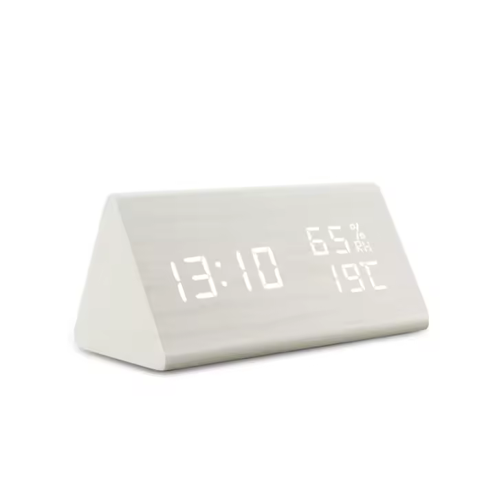 Reloj De Despertar Digital LED En Madera Con Control Por Sonido Y Luz USB/AAA Poderado Decoración De Mesa Para El Hogar Estilo Moderno Y Antiguo - 1