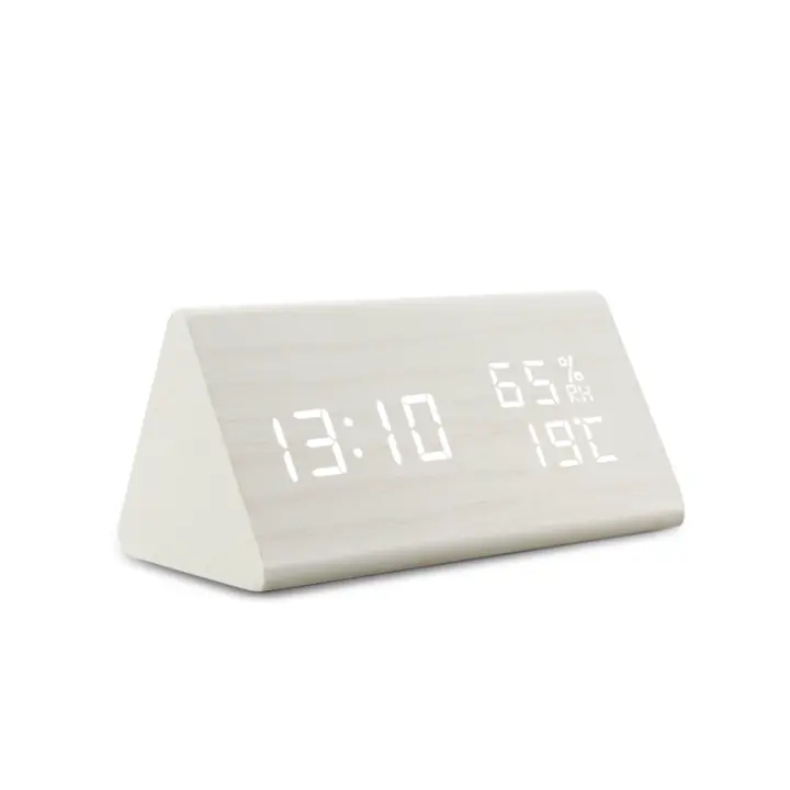 Reloj De Despertar Digital LED En Madera Con Control Por Sonido Y Luz USB/AAA Poderado Decoración De Mesa Para El Hogar Estilo Moderno Y Antiguo - 1