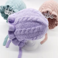 Gorro De Punto Para Bebés Niñas Invierno Con Volante Y Protección De Orejas Ajustable Y Grueso Gorro De Algodón Unisex Para Recién Nacidos Hasta 24 Meses - details 2