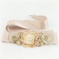 Cinturón De Boda Elegante Para Mujer Con Flores De Satén Y Cuentas Hechas a Mano Diadema De Cintura Para Vestido De Novia - details 3