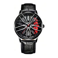 Reloj De Pulsera De Cuarzo Para Hombres Estilo Deportivo Y Cool Correa De Cuero Simple Y Elegante Sin Agujas Resistente Al Agua - details 6