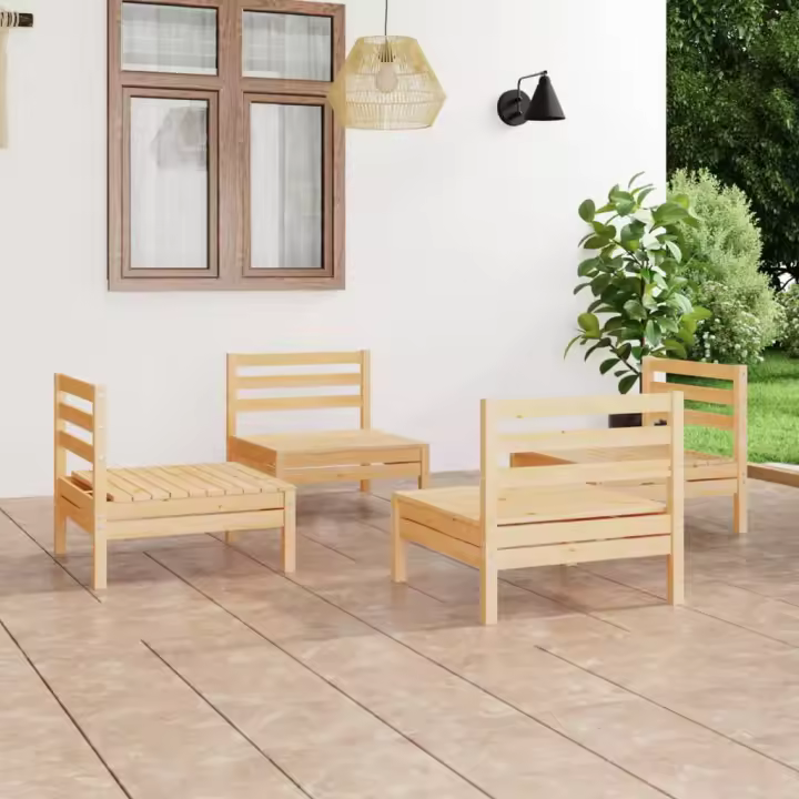 vidaXL Juego de muebles de jardín 4 piezas madera de pino maciza - 1