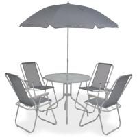 vidaXL Juego de comedor de jardín 6 piezas acero y textilene gris - details 0