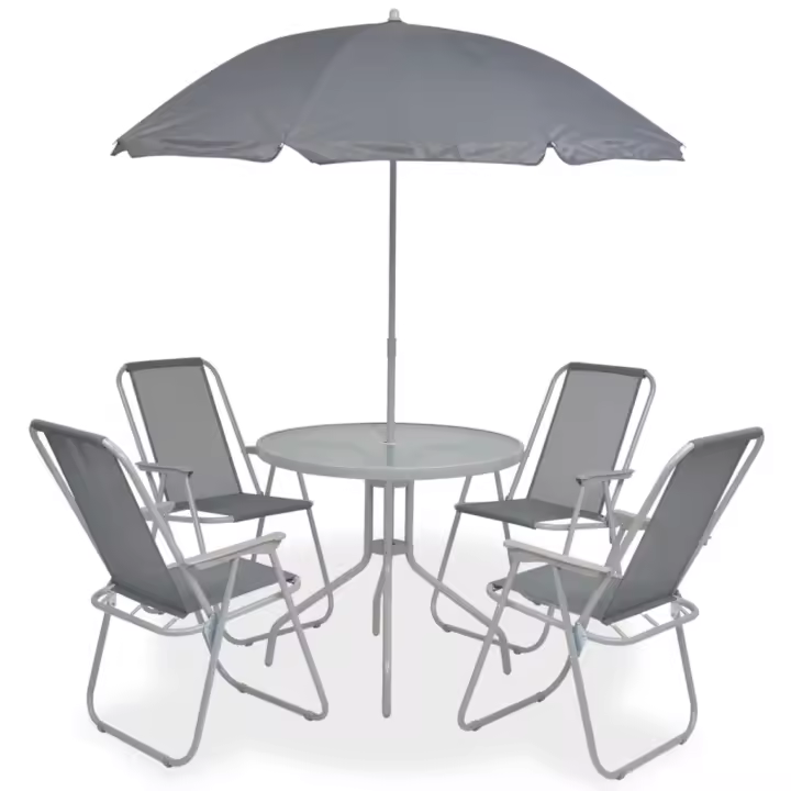 vidaXL Juego de comedor de jardín 6 piezas acero y textilene gris - 1