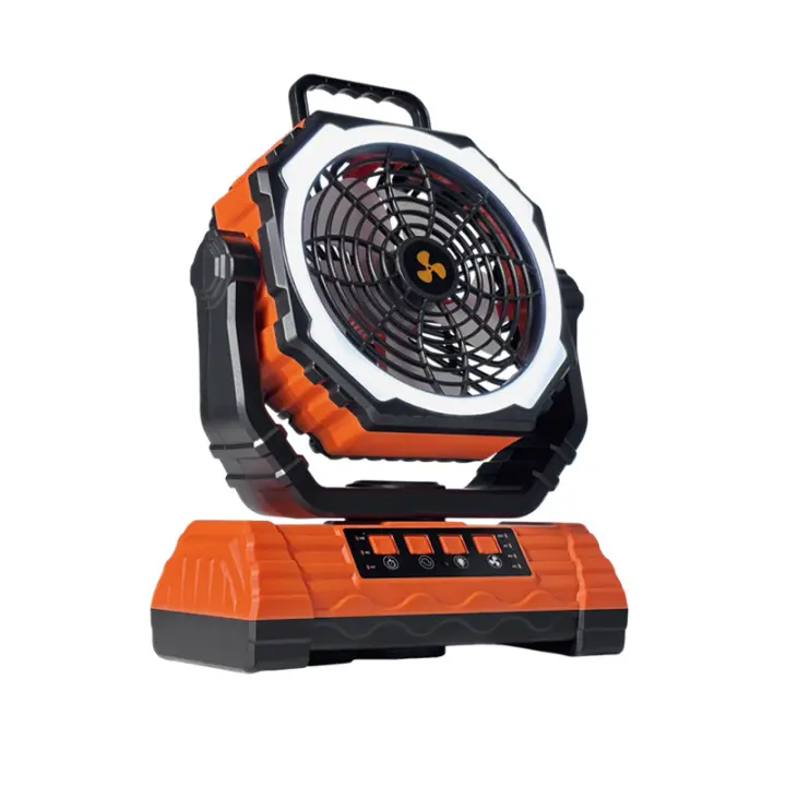 Ventilador de camping de 10000 mAh, ventilador recargable por USB con luz LED, rotación de 270°, ventilador portátil a batería para viajes, picnic, pesca, senderismo. - 1