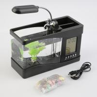 Pequeño Acuario De Escritorio Con Horario Y Luz LED Negro 24*10*14cm Timer LCD Para Tanque De Peces USB 5V Mini Tanque De Peces - details 0