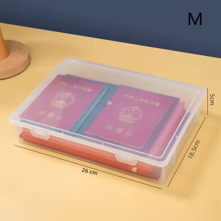 Caja De Almacenamiento Para Archivos De Plástico Organizador Transparente Cuadrada A4 Caja De Escritorio Protegida Contra Polvo - 1