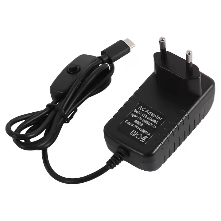 Adaptador de corriente tipo C de 5 V y 3 A para fuente de alimentación 4B con interruptor de encendido y apagado, cargador USB-C con enchufe europeo. - 1