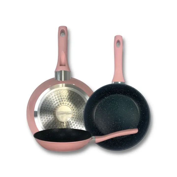 Sartenes de Cocina Horizon, Color Rosa De Aluminio Forjado, Revestimiento Aspecto Piedra, Antihaderente Tricapa, Compatible con Gas, Vitrocerámica y Cocinas De Inducción, Libre De Pfoa - 1