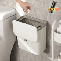 Basurero De Baño Colgante Con Tapa Resistente Al Agua Para Pared Ecológico De ABS Tamaño Delgado Para Inodoro 7/9L - details 0