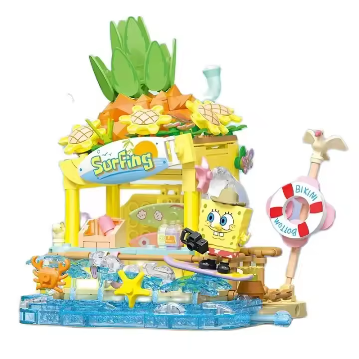 Bloques De Construcción SpongeBob Serie Patrick Star Casa De Pastel Y Tienda De Surf Escena Modelo Bricks DIY Juguete Para Niños Regalos De Navidad - 1