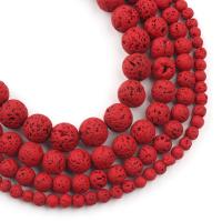 Piedra Volcánica Natural Lava Hematita Redonda Roja Para Creación De Joyería Pulsera DIY 4 6 8 10mm Contador Individual - details 0