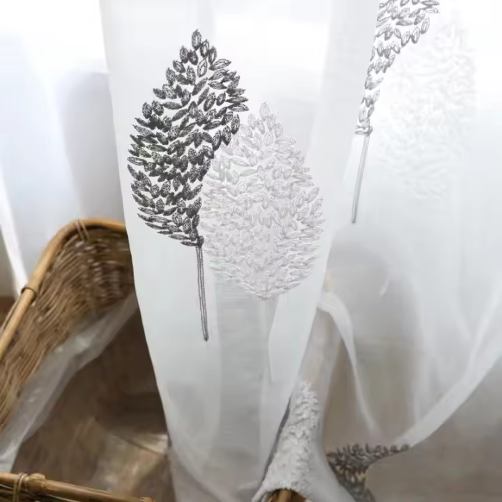 1PC Cortina De Tules Blancas Transparentes Para Sala De Estar Balcones Dormitorios Modernas Bordadas Cortina De Juego De Ventanas - 1