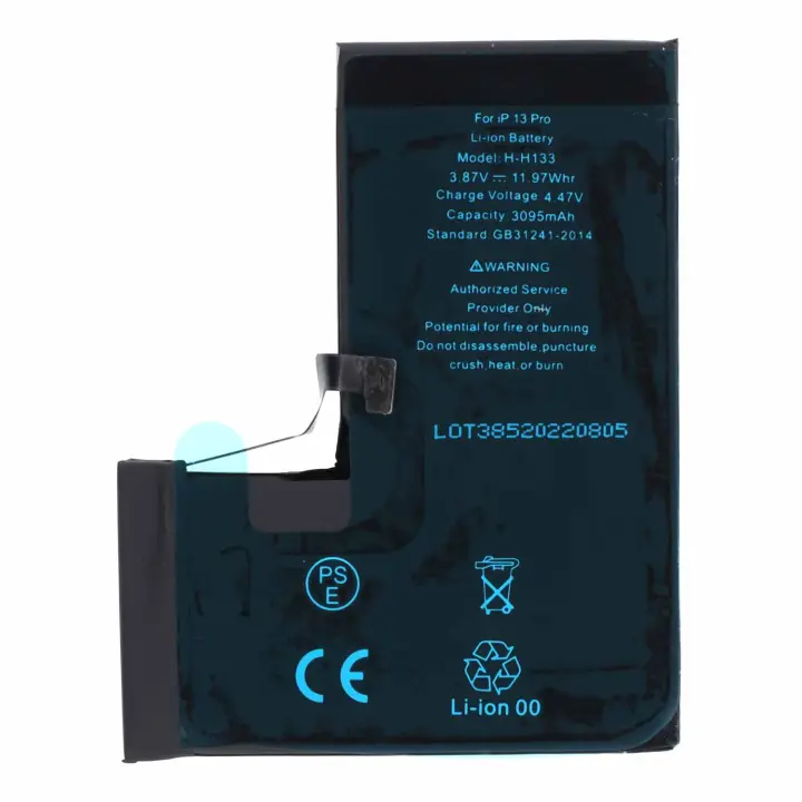 Batería de Repuesto para iPhone 13 Pro  (A2638) - Capacidad  3095 mAh - Nueva Fabricación - Adhesivo Incluido - 1