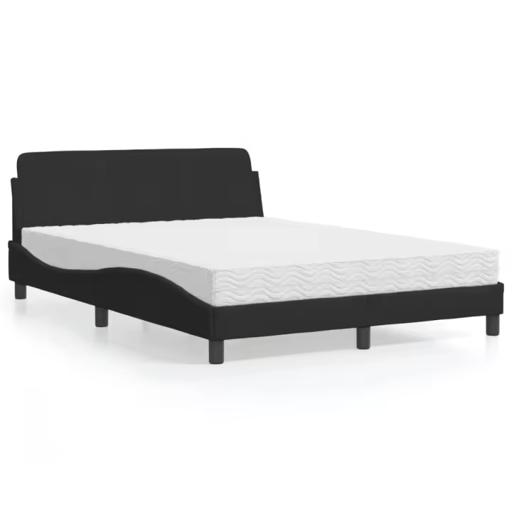 vidaXL Cama con colchón terciopelo negro 120x200 cm - 1