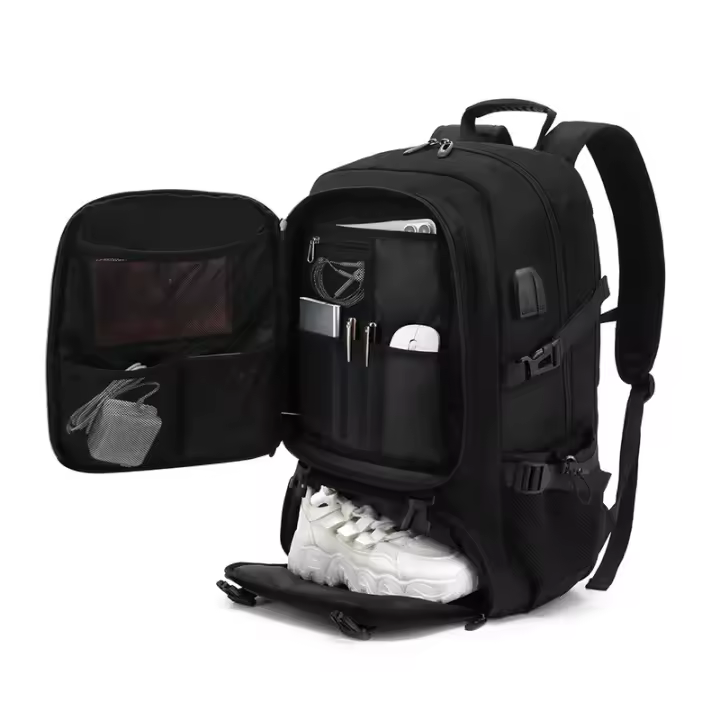 50L 80L Large Travel Backpack Men Separate Shoe Compartment Business Bag Outdoor Sports Waterproof Man Black Storage Backpacks - 1