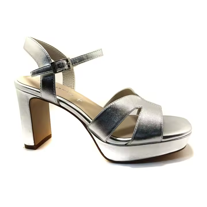Tamaris 1-28349-42941 Sandalias Con Tacon  Puntera Descubierta   Para Mujer Color Plata. - 1
