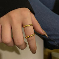 ANENJERY Anillo Doble Capa De Color Dorado Para Mujer Simple Y Venta Al Por Mayor Joyería De Fiesta Resizable Moda Actual - details 4
