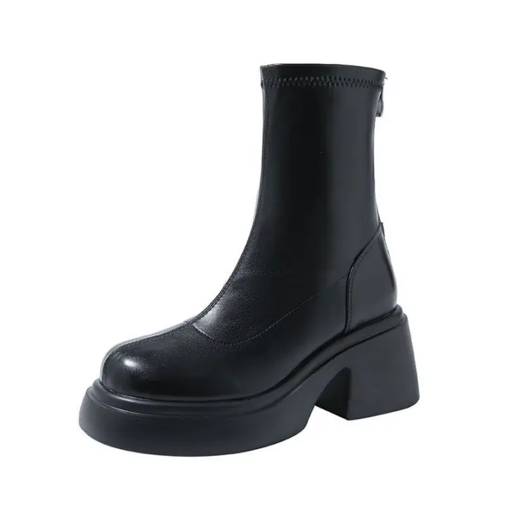Botas Martin de tacón alto y suela gruesa para mujer, botines pequeños de estilo coreano de gama alta, populares, novedad de 2024 - 1