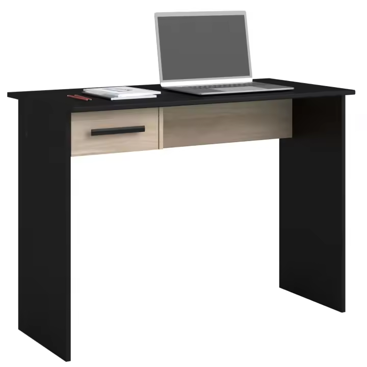 Mesa Escritorio Juvenil Modelo Riviera en Color Negro Stipple y Roble Japonés 101 cm - 1