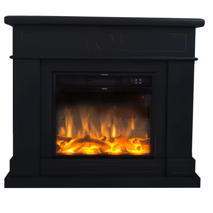 Chimenea De suelo Mpc Camino Lipari With Marco y Quemador Electrico Negro De 1500W Efecto De Llama Super Realista y Profundo Marco De Madera Mdf Negro Chimenea De Diseno Complete With Mando at Distancia - 1
