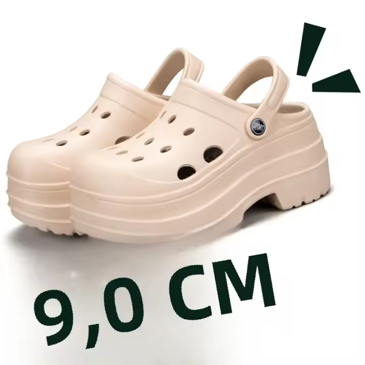 Sandalias De Tacones Altos Para Mujer Verano Cuña Plataforma Cerrada Antideslizante Suela Gruesa EVA Color Negro Blanco Caqui - 1