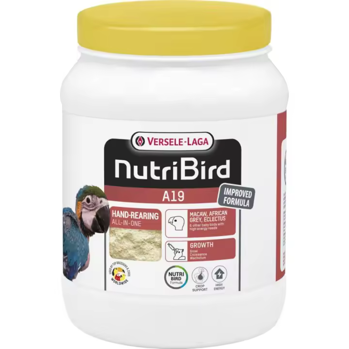 Papilla para Loros, Nutribird A19 Versele laga, Alimento para Críar a Mano Guacamayos, Loros grises, Loros electus, 800gr, 3kg - 1