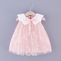 Vestido De Verano Para Niñas Con Estampado De Margarita Y Cuello De Muñeca Pequeño Vestido Sin Mangas Dulce De Cuello De Muñeca Pequeño - details 3