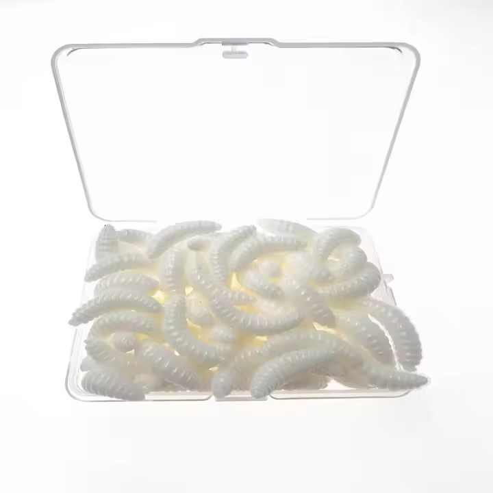100pcs Luminiscencia Silicone Vermes Artificiales De Pescar 2cm 0.3g Gusanos Maggot Señuelos Con Hueso Para Pesca En Agua Dulce Y Salada - 1