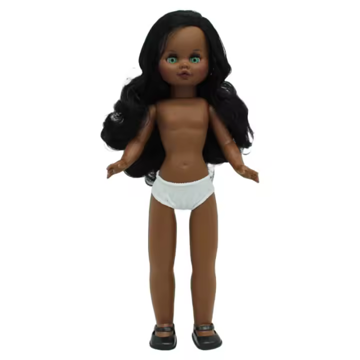 Muñeca Folk Artesanía Sintra 40 Cm - Desnuda, Vinilo Mulata, Pelo Ondulado Largo - 1
