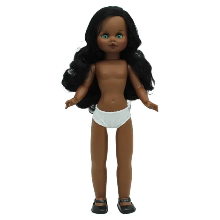 Muñeca Folk Artesanía Sintra 40 Cm - Desnuda, Vinilo Mulata, Pelo Ondulado Largo - 1