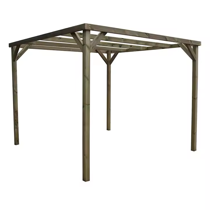 Pérgola Autoportante de Madera de Pino Tratada para Exterior- Gama Kora - Dimensiones 300x240x240cm - Diseño Rústico Ideal para Jardín y Terraza - VidaHuerto - 1