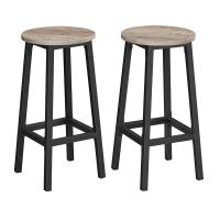Conjunto de taburetes de bar, juego de 2, sillas redondas para cocina con asientos altos, altura 65 cm, estructura de acero resistente, fácil montaje, estilo industrial - details 12