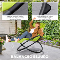 Outsunny Tumbona Mecedora de Jardín con Reposacabezas Extraíble Sillón Tumbona Ergonómica de Exterior Plegable Tela de Texteline para Patios Piscina al Aire Libre 154x80x84 cm - details 5