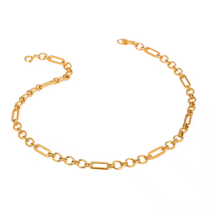 Collar De Acero Inoxidable Minimalista Para Mujer Con Enchufe De Oro 18k Resistente Al Agua Accesorio De Moda Para Fiestas - 1