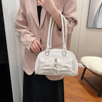 Bolso De Hombro Estilo Ballet Para Mujeres Con Lazo Bolso De Armpita Bolso De Bocce Material PU Suave Con Cierre De Cremallera - details 7
