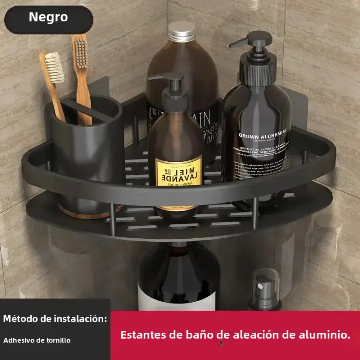 Estante de baño para almacenamiento de maquillaje, organizador de champú, ducha, accesorios de baño, sin taladro, estante de pared - 1