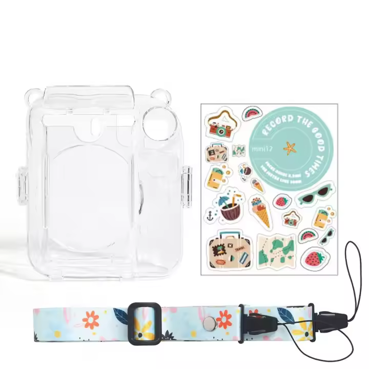 Funda Transparente Para Fujifilm Instax Mini 12 Con Correa De Hombro Y Estuche De Almacenamiento Con Pegatinas Lindas Accesorio De Cuidado Para Cámara Instantánea - 1