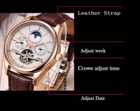 Reloj De Pulsera Para Hombre LIGE Clásico Retro Automático De Cuero Genuino Impermeable Militar Con Torbión Y Calendario Lunar - details 4