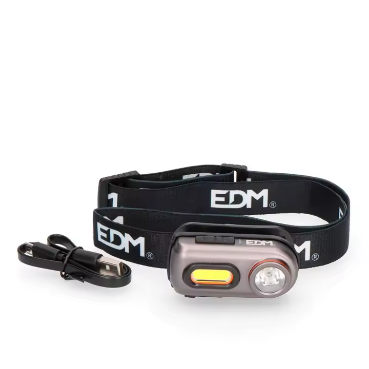 Linterna de cabeza frontal 2 leds 3w+5w 400lm recargable. edm - 1