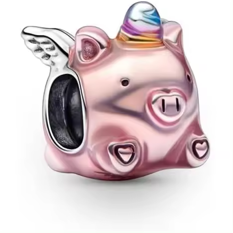 Pandora Moments - Colgante de oruga de plata de ley con cristal negro, esmalte rosa y rosa oscuro，Incluye Caja Original - 1