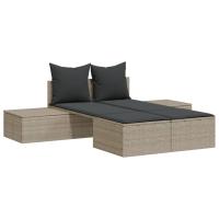 vidaXL Tumbona doble con cojines ratán sintético Negro, Marrón, Gris Sillas de Exterior Ideal para jardín, playa, piscina, terraza Tumbona Piscina Tumbonas Playa Tumbonas Jardín Exterior - details 5