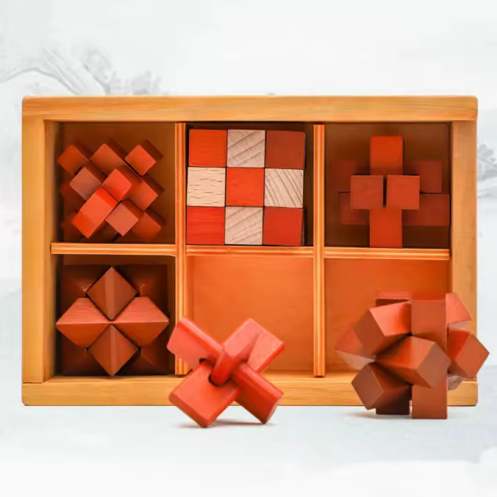Juguetes Educativos De Madera Kongming Lock Puzzle Caja De Regalo Para Niños Juego De Montessori De Artesanía Y Construcción - 1