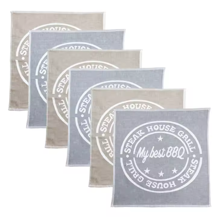 CASTMA GARANTIA DE ALTA CALIDAD - Set de 6 Paños de Cocina BBQ en Tela Jaquard 100% Algodón - 1