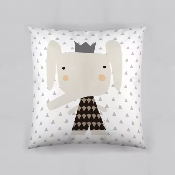 HACIENDO EL INDIO - Funda de Cojin Estampado Revesible - Sin Relleno - 40x40 cm - Algodón Extra Suave -  ELEFANTE - Fabricado en España - 1