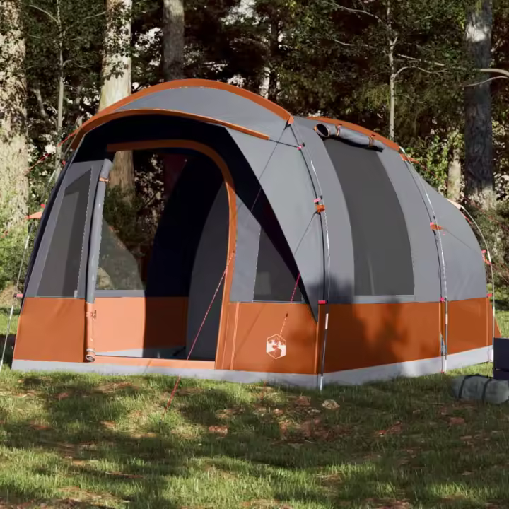 vidaXL Tienda de campaña túnel 3 personas impermeable gris y naranja - 1