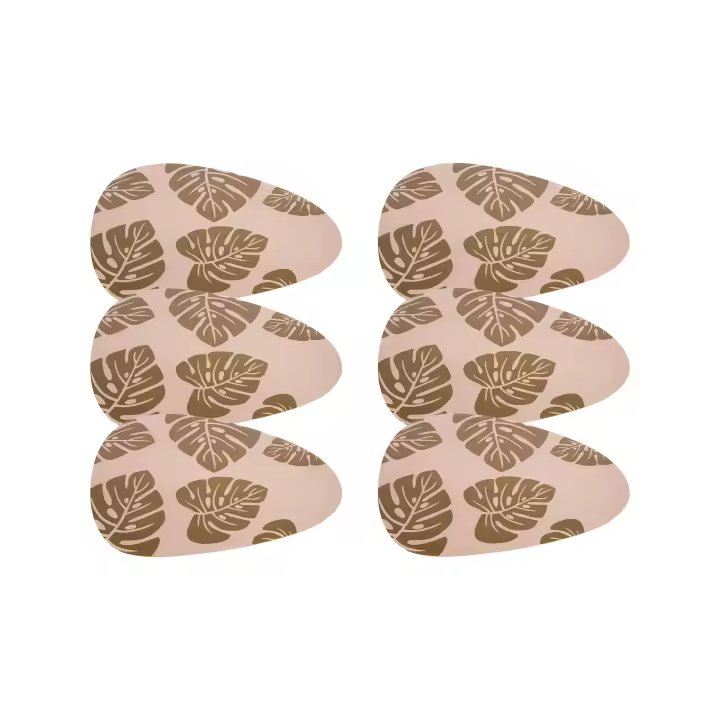 Cofan Pack de 6 salvamanteles individuales  Diseño triangular con hojas de monstera Color: marrón  Material: PVC  Medidas: 45 x 36 cm - 1